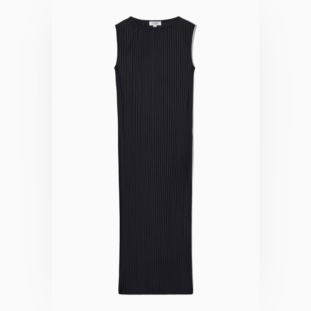 COS Navy Pleated Maxi Dress